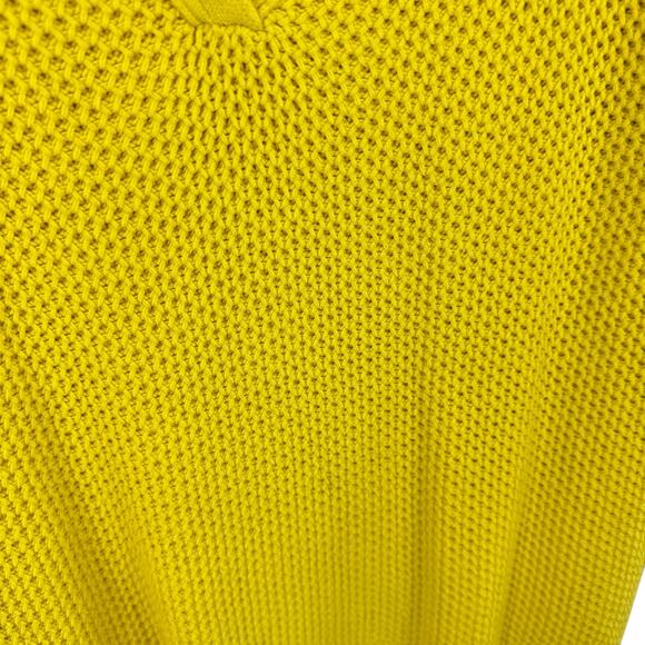 Lauren Ralph Lauren Cotton Blend Bright Yellow Collared Waffle Knit Sweater Sz M - Picture 3 of 5
